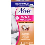 加拿大Nair Wax Ready-Strips私处及腋下脱毛蜡条32支敏感肤