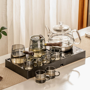 茶盘全自动套装一体小型家用电陶炉煮茶器玻璃茶具抽水茶台烧水壶