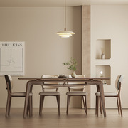 北欧实木岩板餐桌现代简约白蜡木长方形白色进口岩板餐桌椅组合