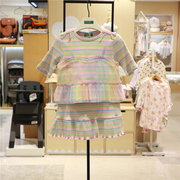 BENETTON KIDS女童条纹多巴胺甜美套装韩国24夏季T恤+半身裙