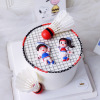 网球羽毛球蛋糕装饰插件男孩女孩软陶，人偶摆件儿童运动风生日装扮