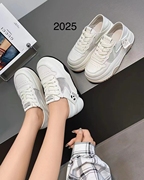 展风2024夏欧货超轻底小白，鞋女百搭真皮拼色休闲板鞋网鞋2025