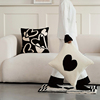 莫语 爱心针织抱枕原创设计 可爱黑白北欧风客厅沙发靠枕靠垫含芯