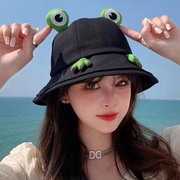 可爱青蛙帽子渔夫帽，韩版甜美遮阳帽女夏秋季百搭遮阳帽盆帽