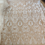 白色钉珠蕾丝面布料桌布婚纱礼服装裙子旗袍手工DIY