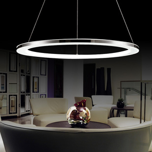 led客厅吊灯现代简约圆环形亚克力灯时尚创意餐厅卧室书房工程灯