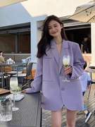 香芋紫色西装外套女2022韩版oversize设计感小众气质休闲西服
