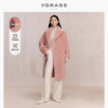 VGRASS复古时髦中长款泰迪绒大衣女23冬高级感皮草100%羊毛