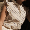 波点无袖衬衫女法式复古纯棉，荷叶边设计感夏季时尚洋气2024