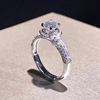 18K白金进口1.2克拉高碳钻石戒指满镶钻复古花塔婚戒仿真道具钻戒
