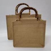 亚麻手提袋竹艺黄麻简易收叠购物袋日式手拎袋印度黄麻购物袋