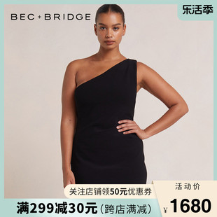 becbridge2024气质，修身斜肩连衣裙，伴娘礼服裙