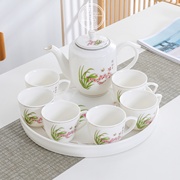 陶瓷茶具整套家用中式现代简约大号，带把手柄茶杯茶壶田园风套装