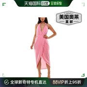 bebe女式高低茶长挂脖早秋连衣裙紫红色美国奥莱直发