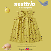 英国Next女童绿色连衣裙2024无袖童装儿童夏季气质纯棉背心裙