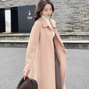 2021年冬季高端双面羊绒大衣女气质韩版中长款纯色毛呢驼色外套
