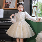 女童礼服轻奢小众高端钢琴演奏主持人小女孩公主裙儿童连衣裙秋冬