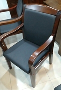 实木架咖啡色真皮会议椅扶手椅桌前椅，班前椅办公椅会客椅h703