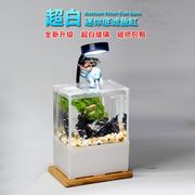 微缸办公室鱼缸底滤缸小型桌面，鱼缸创意水族箱超白迷你鱼缸