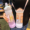 韩版清新可爱渐变色磨砂，吸管塑料杯女学生，少女心运动便携随手水杯