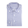 意大利风格海军蓝孟加拉条纹，衬衫男士纯棉修身长袖，商务衬衣可定制