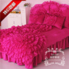 韩版冬季珊瑚绒四件套，加厚公主蕾丝床上1.8m床裙短毛法兰绒红被套