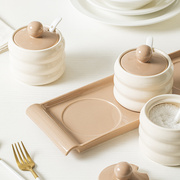 高颜值美拉德陶瓷糖果调料罐厨房家用组合装调味罐用品带勺耐高温