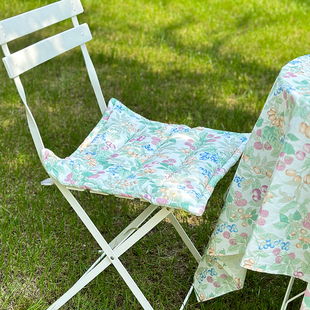 田园风ins薄款坐垫纯棉，透气小清新椅子垫凳子，座垫定制布艺装饰
