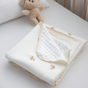 婴儿盖毯纯棉mini小华夫格，豆豆绒儿童，毯子新生儿宝宝空调毯被夏季