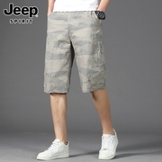 jeep吉普休闲短裤男士夏季纯棉工装中裤多口袋，迷彩运动七分裤男裤