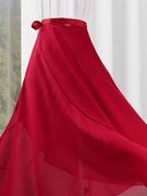 跳舞裙子雪纺半身裙大红色古典女长裙一片式，舞蹈裙半身裙表演服￥