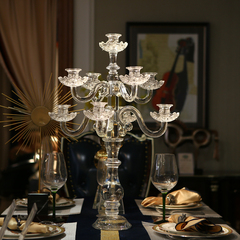 欧式水晶烛台玻璃婚庆婚礼烛台家用浪漫烛光晚餐台灯北欧装饰摆件