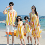 沙滩裙女情侣装夏季超仙连衣裙亲子装蜜月三亚旅游穿搭海边套装