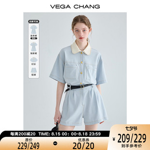 vegachang工装连体短裤女夏小个子，显瘦法式连衣裙高级感连身衣裤