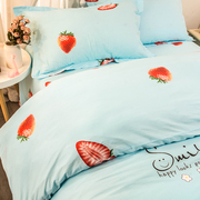 儿童床三件套全棉四件套纯棉床单，床笠1.5m1.8米床草莓小清新套件