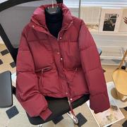 过年红色羽绒棉服女冬季保暖大码胖mm棉衣，显瘦短款面包服外套