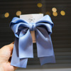 韩国蓝色蝴蝶结经典双层飘带公主发夹简约百搭后脑勺头饰顶夹发卡