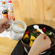 振兴玻璃调味罐家用厨房圆形调料罐盐罐子调料瓶味精调料盒带勺子