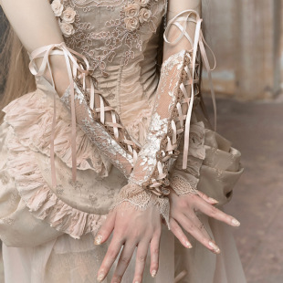 血液供给原创破碎芭蕾法式洛可可，白金色(白金色，)绑带可调节搭配手袖套