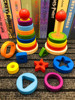 木质制彩虹塔儿童益智玩具幼儿宝宝早教智力形状颜色配对叠叠乐圈