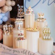 婚庆折叠甜品台摆件圆柱白色，罗马柱路引折纸，橱窗结婚生日派对布置
