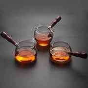 加厚高硼硅耐热玻璃茶具公道，杯茶海花梨木柄侧把公杯茶漏滤分茶器