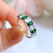 经典款珠宝 2024S925银戒指锆石白绿钻欧美时尚精工戒指环女