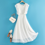 重磅真丝连衣裙女白色夏季气质洋气，长裙高端桑，蚕丝仙女裙子收腰潮