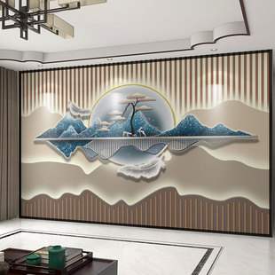 壁纸定制3d现代中式格栅，电视背景墙壁布，客厅装饰墙纸影视墙布壁画