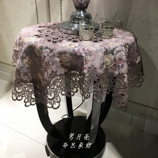 茶几布盖巾高级感床头柜盖布中式欧式蕾丝方巾盖布桌布布艺防尘罩