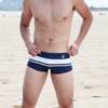 男生性感泳裤海军条纹，泳衣白色深蓝平角，裤速干紧身休闲冲浪海边