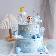 小王子生日蛋糕装饰男孩宝宝一岁周岁百天派对插件贝贝王子摆件