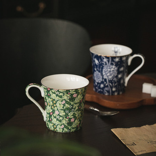 法式外单繁花骨瓷杯马克杯子，咖啡杯茶杯把手，水杯创意ins礼物欧