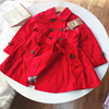 一件110码女童纯棉双层红色风衣儿童秋季薄款柔软休闲外套上